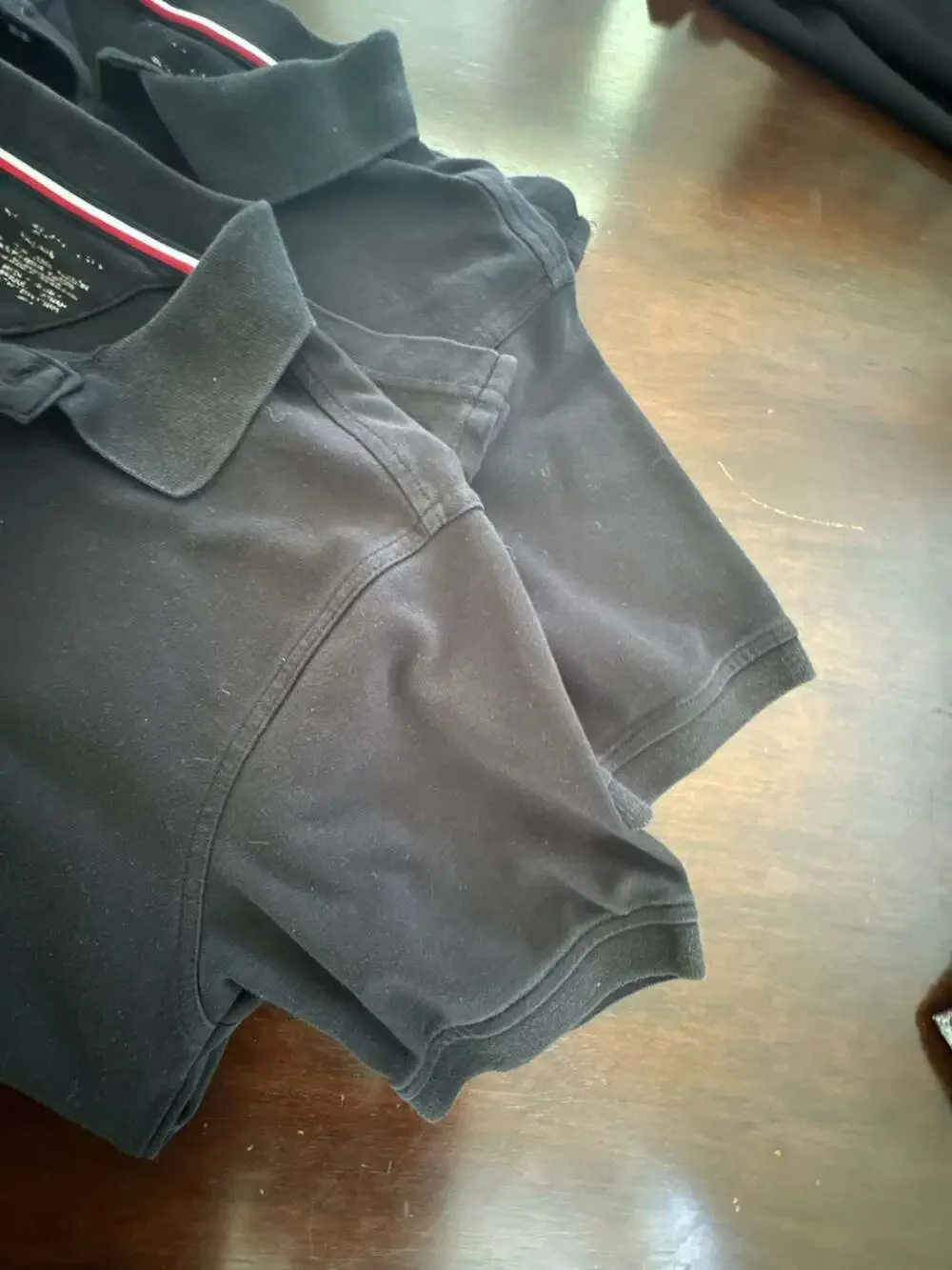 Lot of 2 Tommy Hilfiger Boys 14/16 Black Stripe Tipping Short Sleeve Polo Shirt